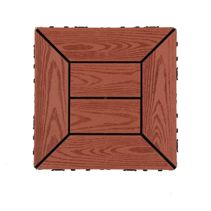Lisslune | 12" X 12" PVC 6-Slat Square Patio Tiles Snap Fit Installation Outdoor Floor Tiles