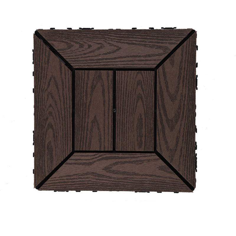 Lisslune | 12" X 12" PVC 6-Slat Square Patio Tiles Snap Fit Installation Outdoor Floor Tiles