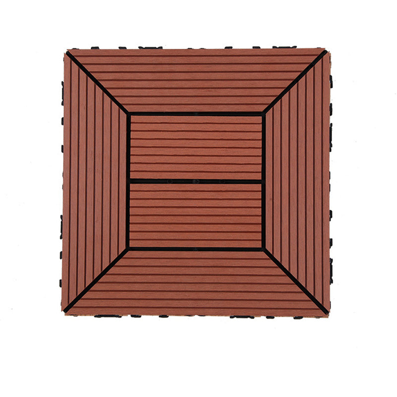 Lisslune | 12" X 12" PVC 6-Slat Square Patio Tiles Snap Fit Installation Outdoor Floor Tiles