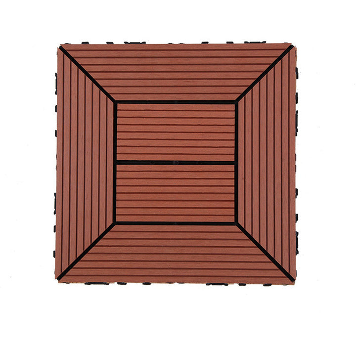 Lisslune | 12" X 12" PVC 6-Slat Square Patio Tiles Snap Fit Installation Outdoor Floor Tiles