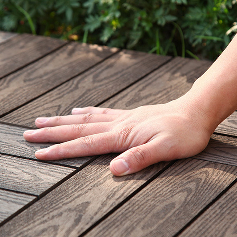 Lisslune | 12" X 12" PVC 6-Slat Square Patio Tiles Snap Fit Installation Outdoor Floor Tiles