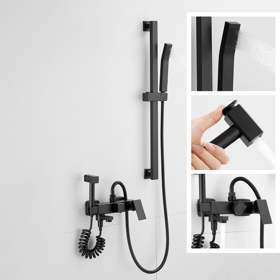 Lisslune | Black Wall-Mounted Shower Head Combo Modern Metal Shower System