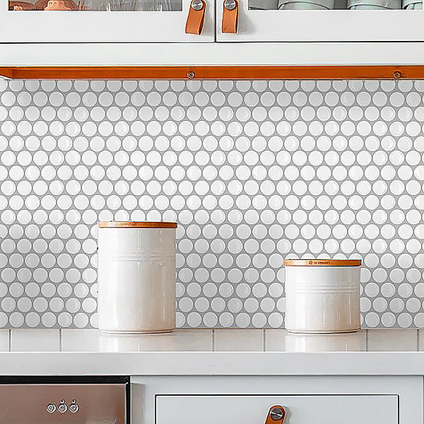 Lisslune | Modern Peel and Stick Tiles PVC Penny Round Peel and Stick Back Wall Tiles