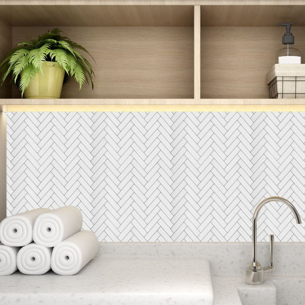 Lisslune | Modern Peel and Stick Tiles PVC Herringbone Peel and Stick Backsplash Tiles