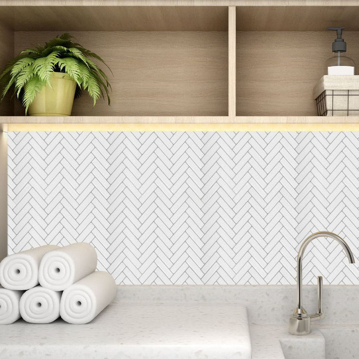 Lisslune | Modern Peel and Stick Tiles PVC Herringbone Peel and Stick Backsplash Tiles