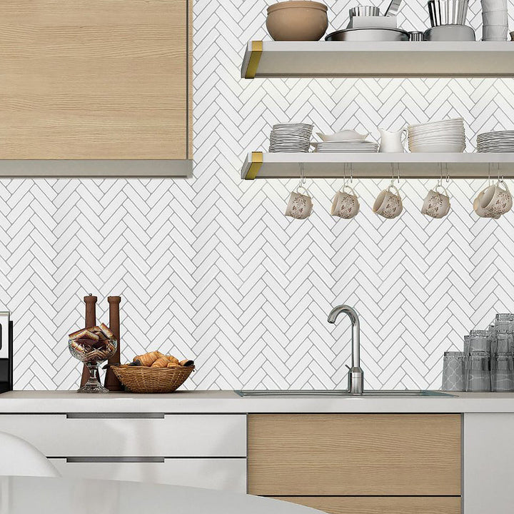Lisslune | Modern Peel and Stick Tiles PVC Herringbone Peel and Stick Backsplash Tiles