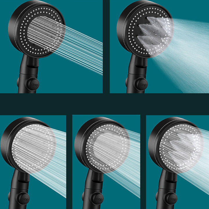 Lisslune | Classic Shower Head Adjustable Spray Pattern Round Shower Head in Black