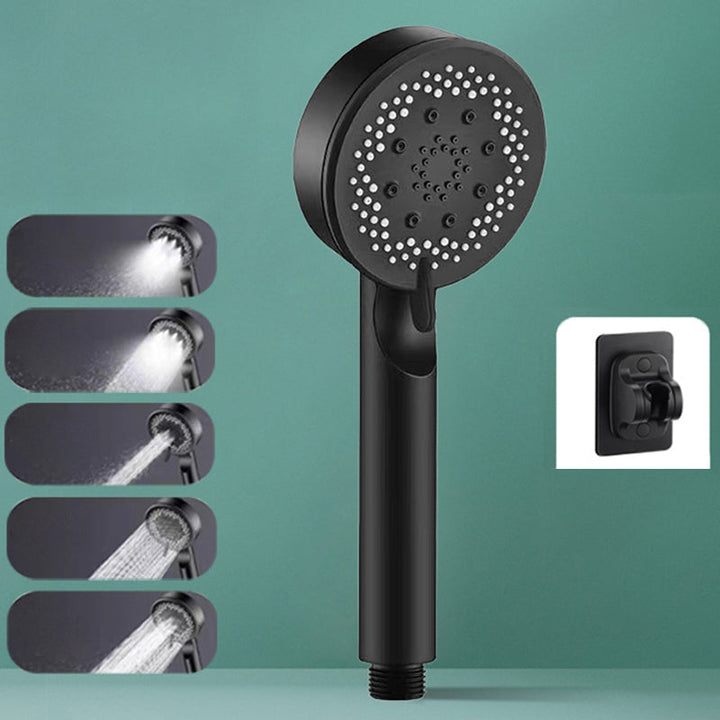 Lisslune | Classic Plastic Shower Head 5 Settings Round Handheld Shower Heads