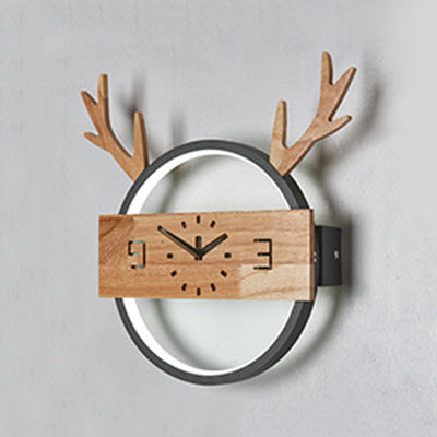 Skørter | Hert Horn Foyer Wall Lamp Acrylic Creative LED Wall Fixture with Fake Clock Deco