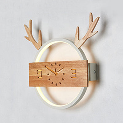 Skørter | Hert Horn Foyer Wall Lamp Acrylic Creative LED Wall Fixture with Fake Clock Deco