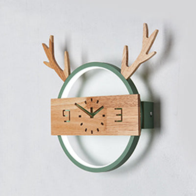Skørter | Hert Horn Foyer Wall Lamp Acrylic Creative LED Wall Fixture with Fake Clock Deco