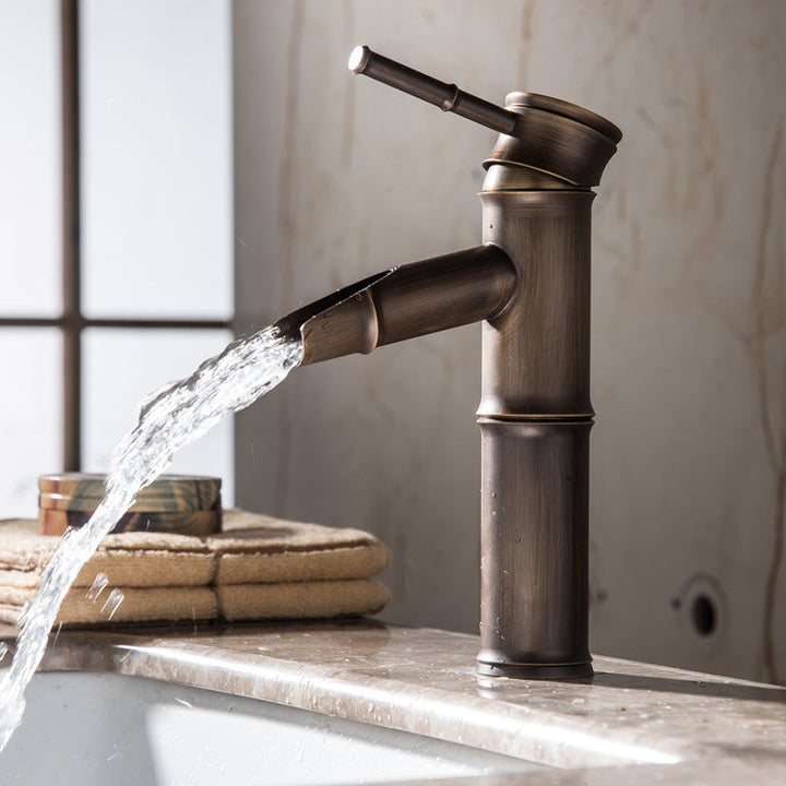 Lisslune | Country House Style Vessel Sink Bathroom Faucet Round Brass Faucet