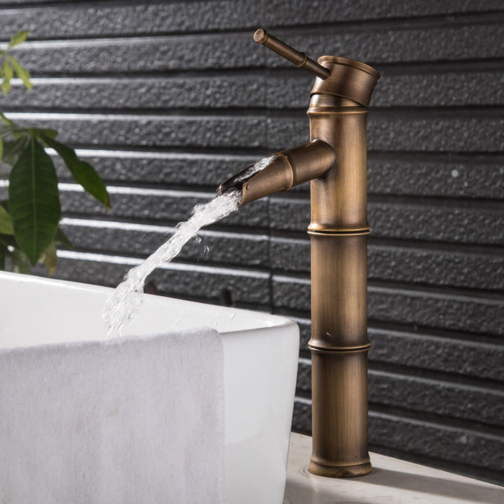 Lisslune | Farmhouse-style vessel sink bathroom faucet round brass faucet