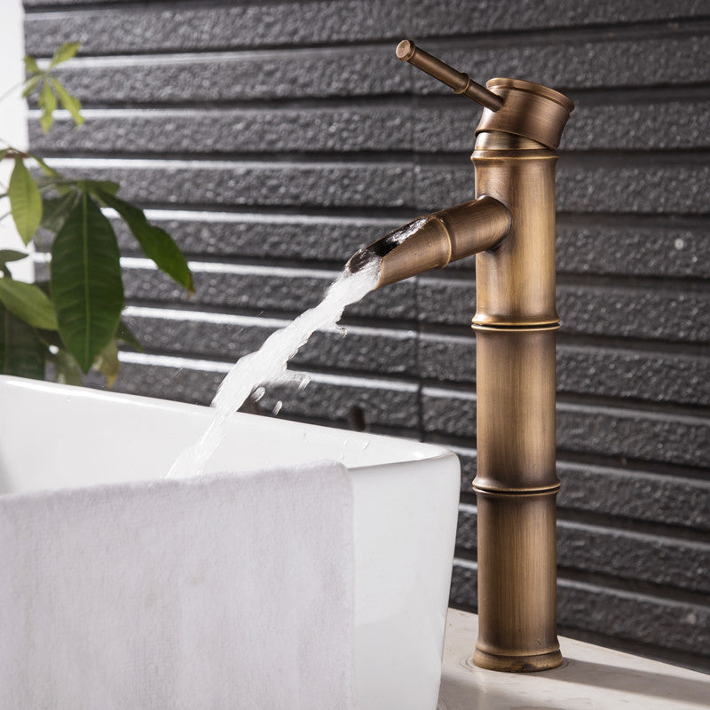 Lisslune | Farmhouse-style vessel sink bathroom faucet round brass faucet