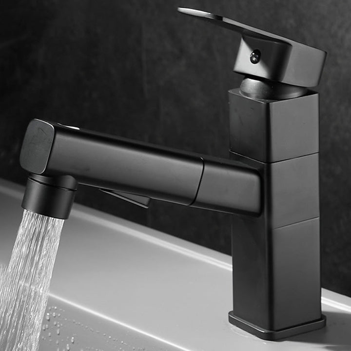 Lisslune | Bathroom faucet with pull-out lever handle single-hole sink faucet