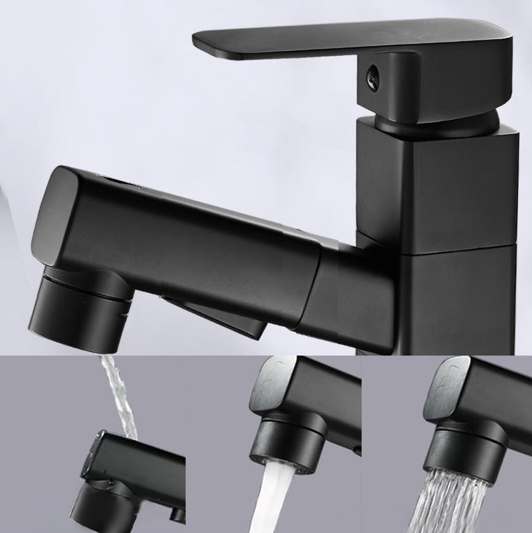 Lisslune | Bathroom faucet with pull-out lever handle single-hole sink faucet