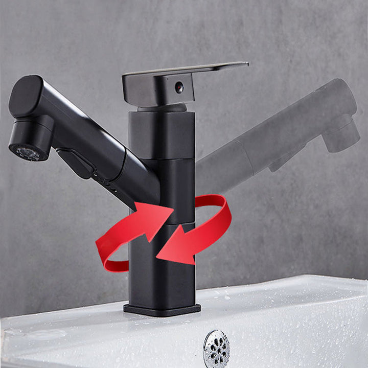 Lisslune | Bathroom faucet with pull-out lever handle single-hole sink faucet