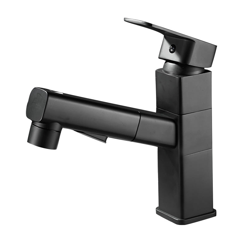 Lisslune | Bathroom faucet with pull-out lever handle single-hole sink faucet