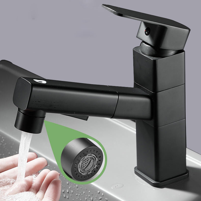 Lisslune | Bathroom faucet with pull-out lever handle single-hole sink faucet