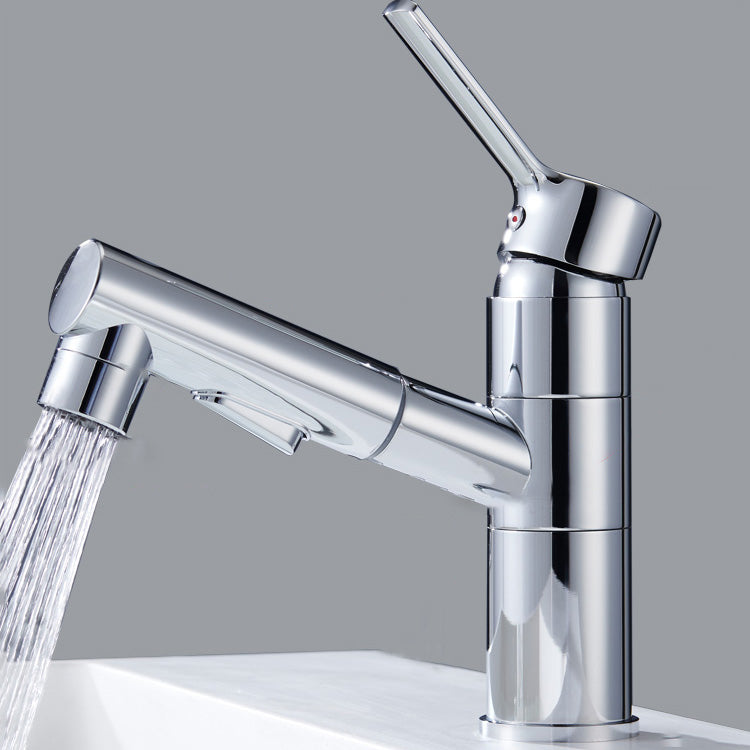 Lisslune | Bathroom faucet with pull-out lever handle single-hole sink faucet