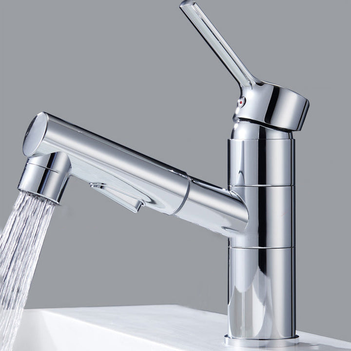 Lisslune | Bathroom faucet with pull-out lever handle single-hole sink faucet