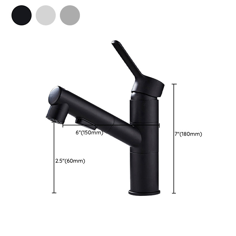 Lisslune | Bathroom faucet with pull-out lever handle single-hole sink faucet