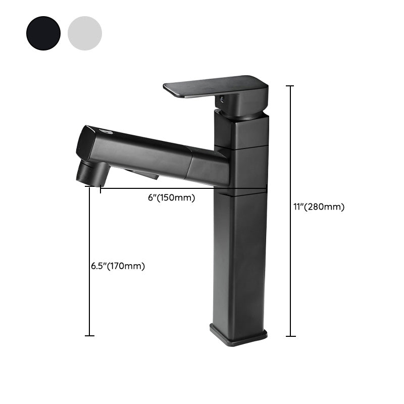 Lisslune | Bathroom faucet with pull-out lever handle single-hole sink faucet