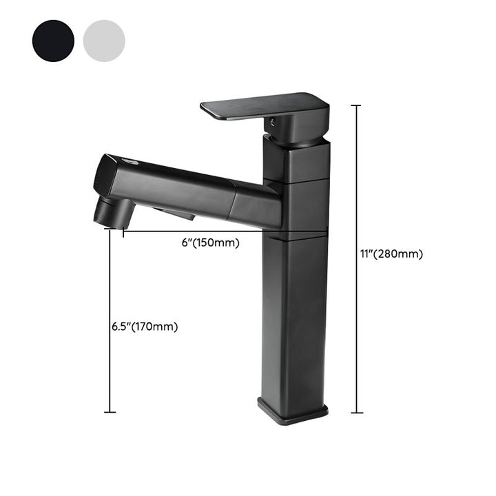 Lisslune | Bathroom faucet with pull-out lever handle single-hole sink faucet