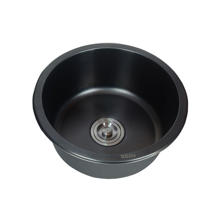 Lisslune | Stainless Steel Round Sink in Black Single Basin Undermount Sink with Basket Strainer