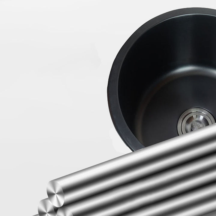 Lisslune | Stainless Steel Round Sink in Black Single Basin Undermount Sink with Basket Strainer