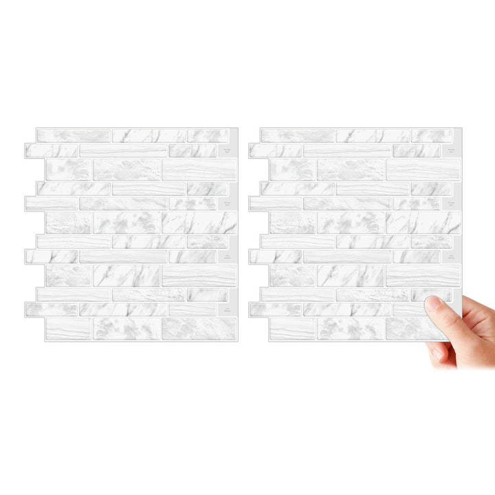 Lisslune | Square Peel & Stick Tile Stone Composite Subway Tile for Backsplash Wall