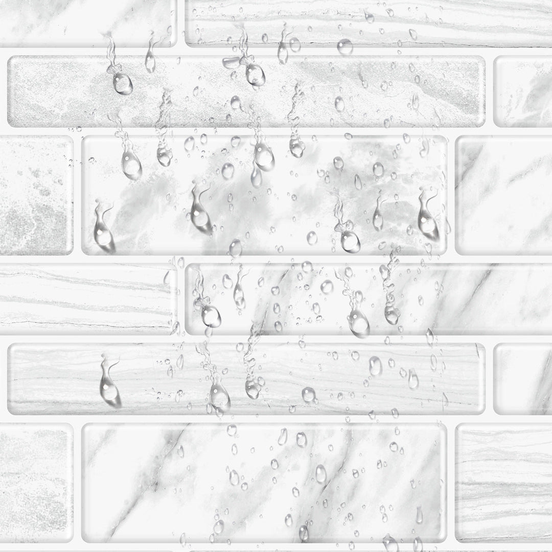 Lisslune | Square Peel & Stick Tile Stone Composite Subway Tile for Backsplash Wall