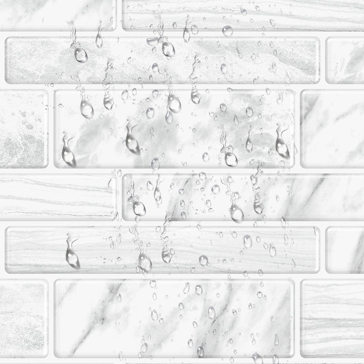 Lisslune | Square Peel & Stick Tile Stone Composite Subway Tile for Backsplash Wall