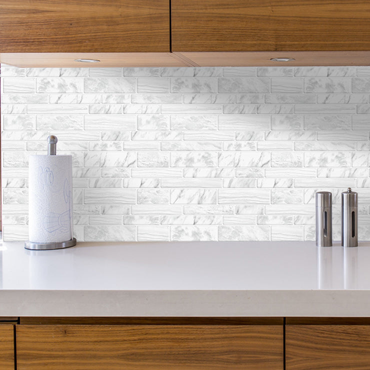 Lisslune | Square Peel & Stick Tile Stone Composite Subway Tile for Backsplash Wall