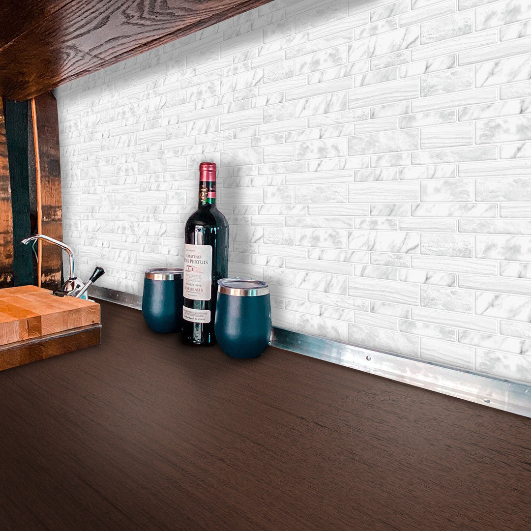 Lisslune | Square Peel & Stick Tile Stone Composite Subway Tile for Backsplash Wall