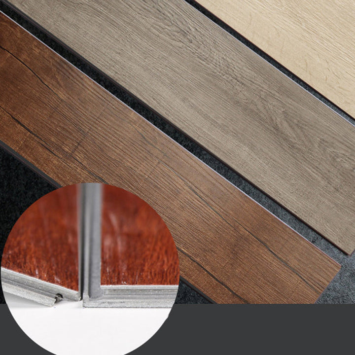 Lisslune | Rectangle PVC Floor Covering Peel and Stick Wood Look Smooth Vinyl Flooring