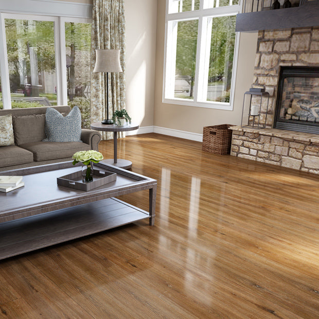 Lisslune | Rectangle PVC Floor Covering Peel and Stick Wood Look Smooth Vinyl Flooring