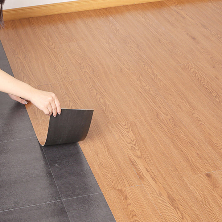 Lisslune | PVC Flooring Peel and Stick Smooth Wood Look Rectangular Vinyl Floor