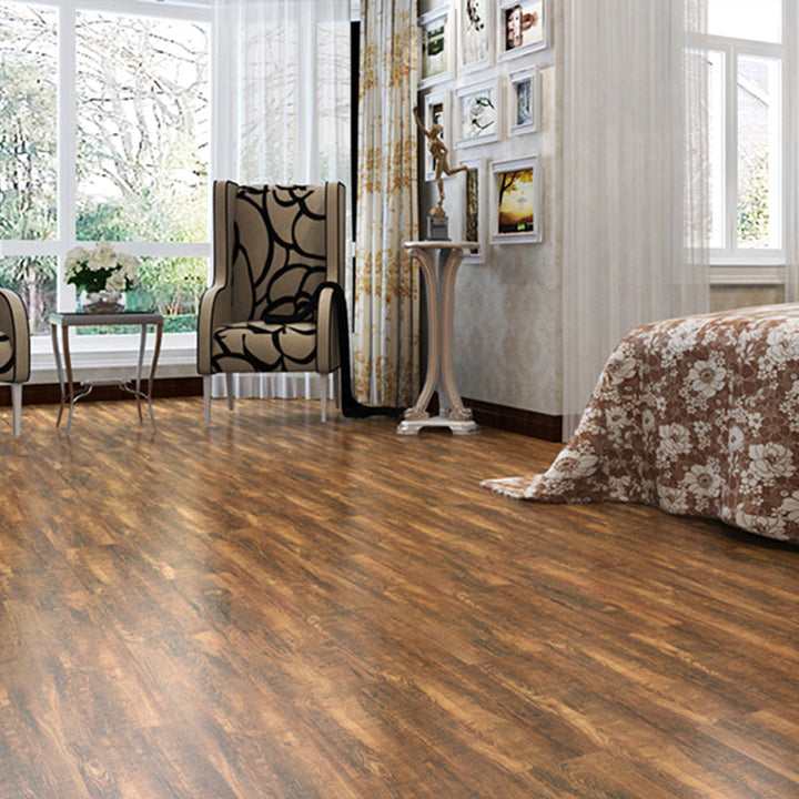Lisslune | PVC Flooring Peel and Stick Smooth Wood Look Rectangular Vinyl Floor