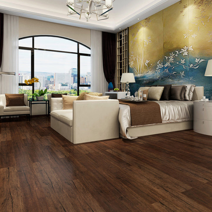 Lisslune | PVC Flooring Peel and Stick Smooth Wood Look Rectangular Vinyl Floor