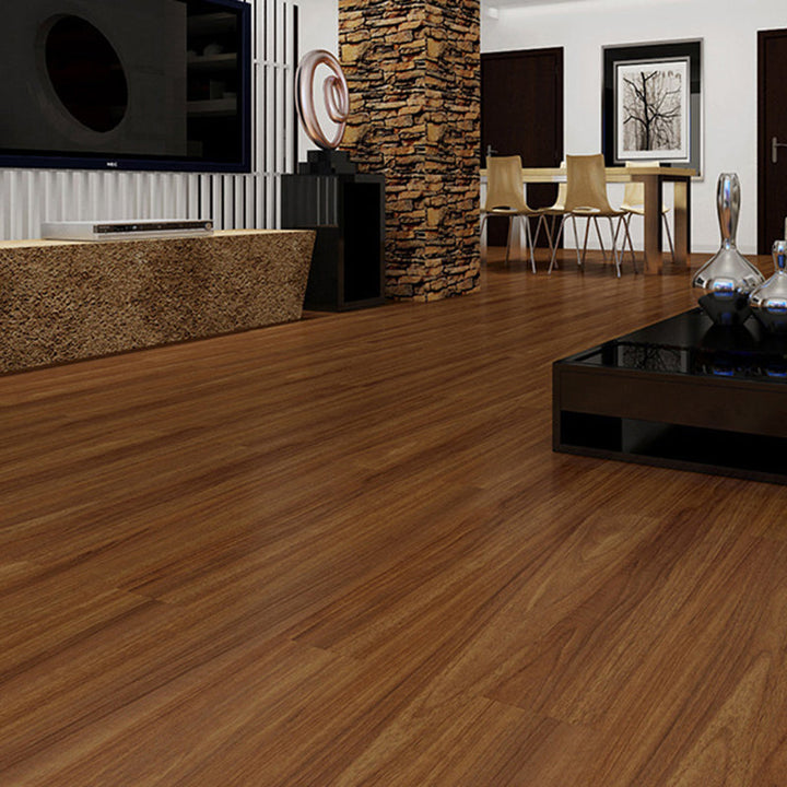 Lisslune | Rectangle PVC Floor Covering Peel and Stick Smooth Wood Look Vinyl Flooring