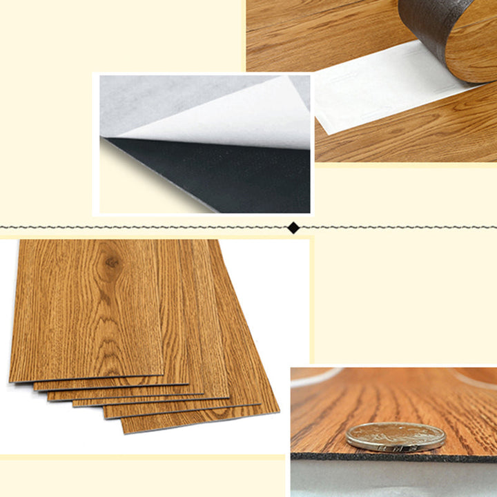 Lisslune | Rectangle PVC Floor Covering Peel and Stick Smooth Wood Look Vinyl Flooring