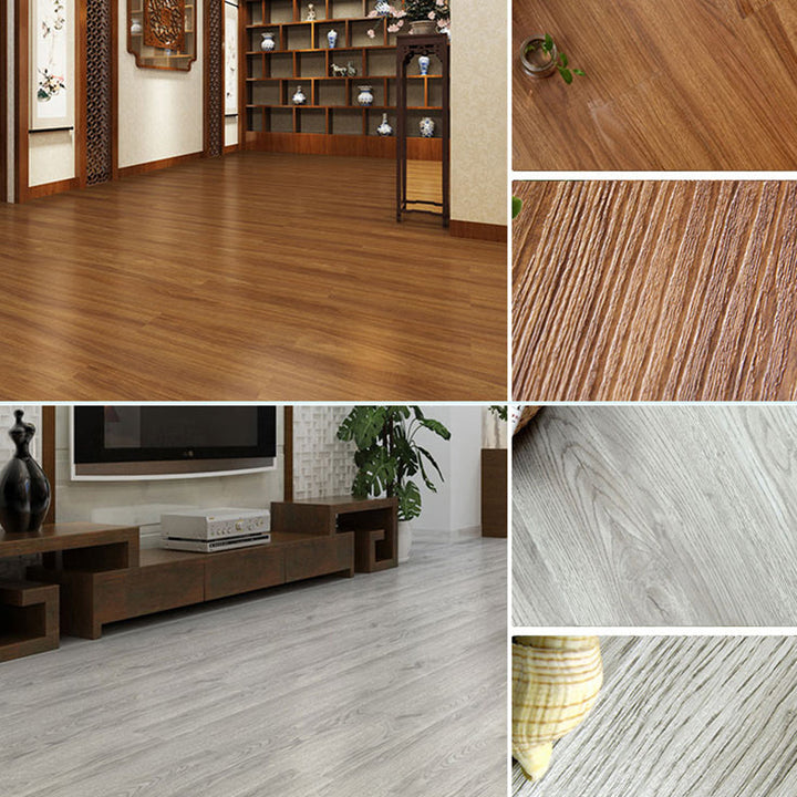 Lisslune | Rectangle PVC Floor Covering Peel and Stick Smooth Wood Look Vinyl Flooring