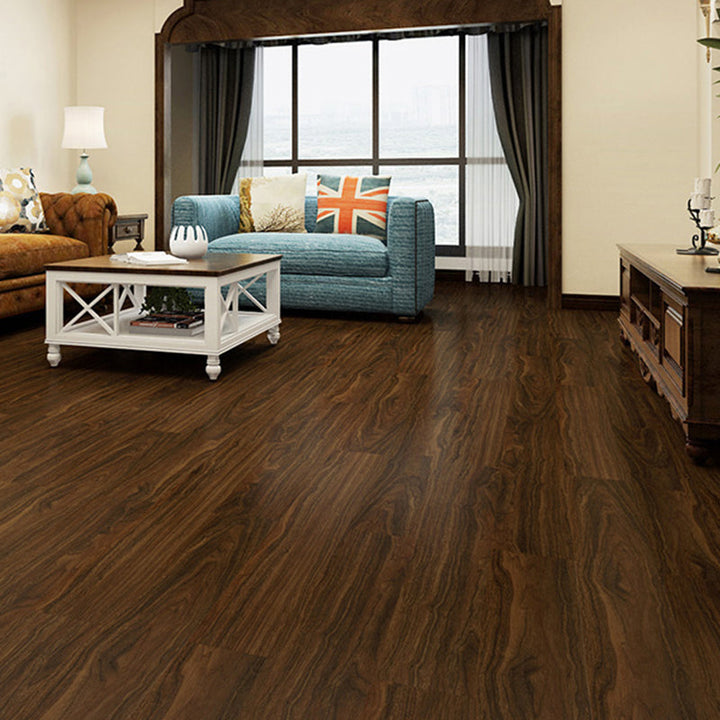 Lisslune | Rectangle PVC Floor Covering Peel and Stick Smooth Wood Look Vinyl Flooring