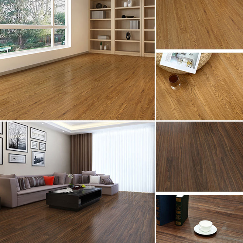 Lisslune | Rectangle PVC Floor Covering Peel and Stick Smooth Wood Look Vinyl Flooring