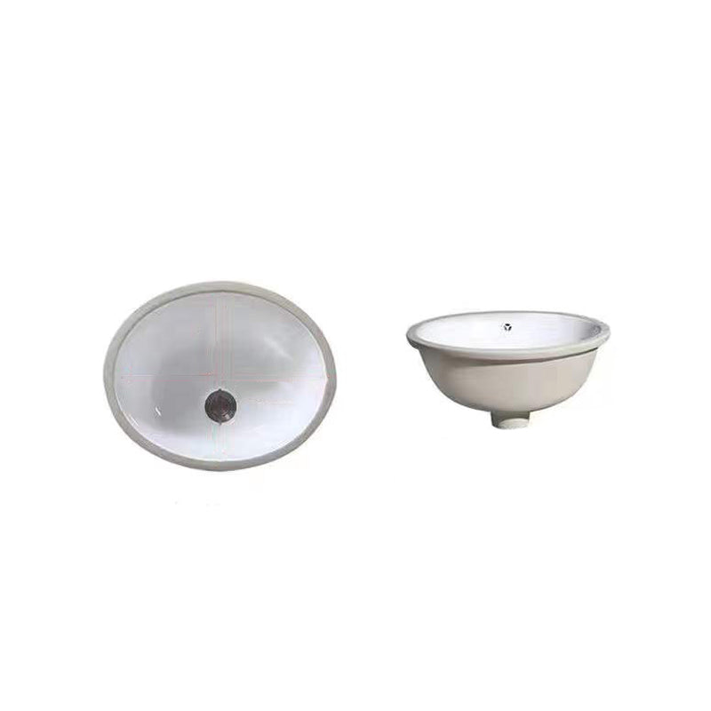 Lisslune | Modern Under-Mount Sink Oval Porcelain with Pop-Up Drain Sink