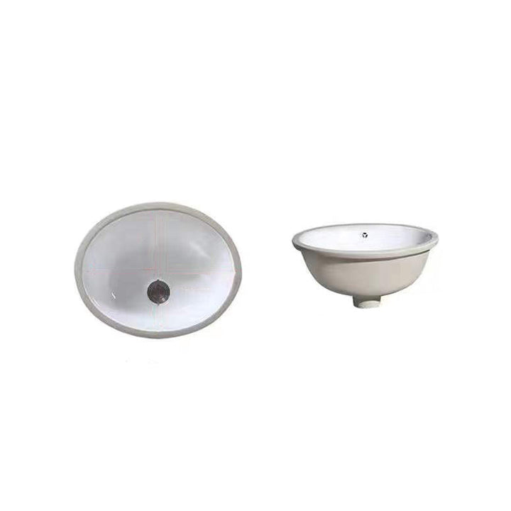 Lisslune | Modern Under-Mount Sink Oval Porcelain with Pop-Up Drain Sink