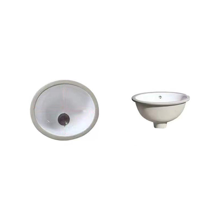 Lisslune | Modern Under-Mount Sink Oval Porcelain with Pop-Up Drain Sink