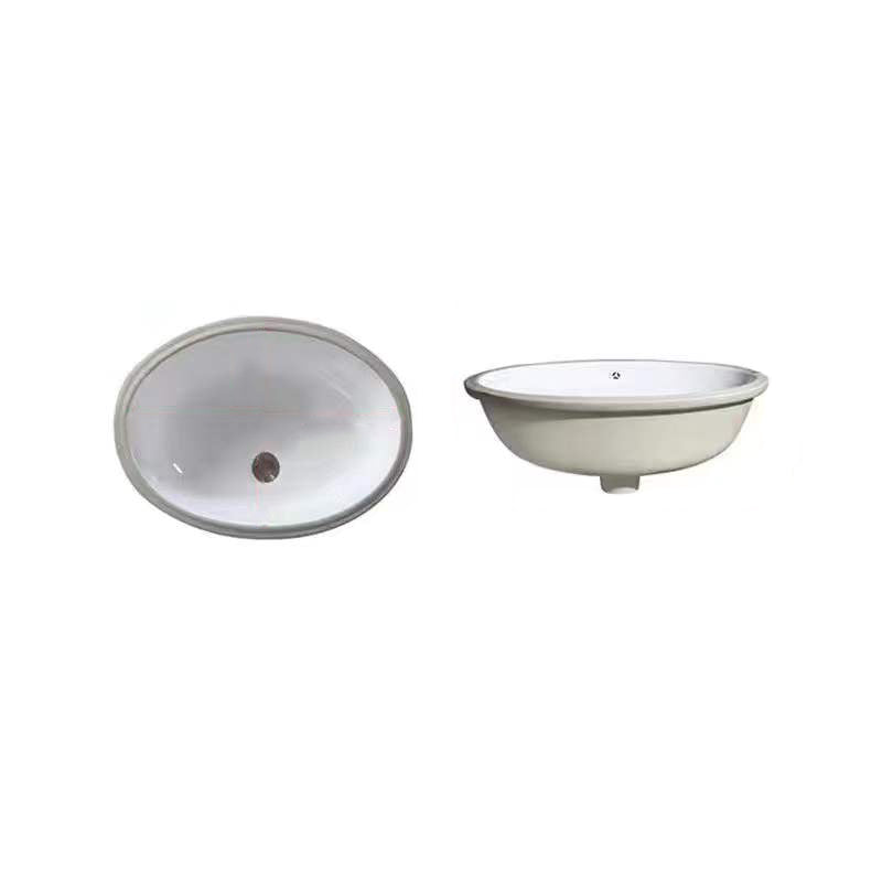 Lisslune | Modern Under-Mount Sink Oval Porcelain with Pop-Up Drain Sink