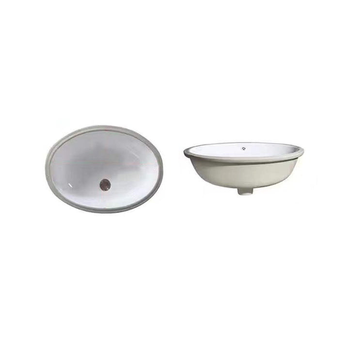 Lisslune | Modern Under-Mount Sink Oval Porcelain with Pop-Up Drain Sink